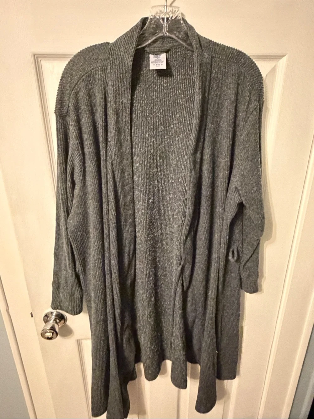 Cozy Open-Front Gray Women's Cardigan Sweater/ Robe
